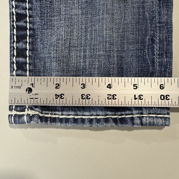 Rock Revival Jeans Womens 27 Blue Esther Cuff Straight Stretch Distressed Denim - Picture 8 of 13